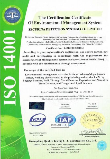 China Securina Detection System Co., Limited certificaten